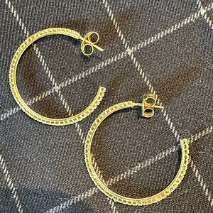 Sheila Fajl Gold Rhinestone Hoop Earrings